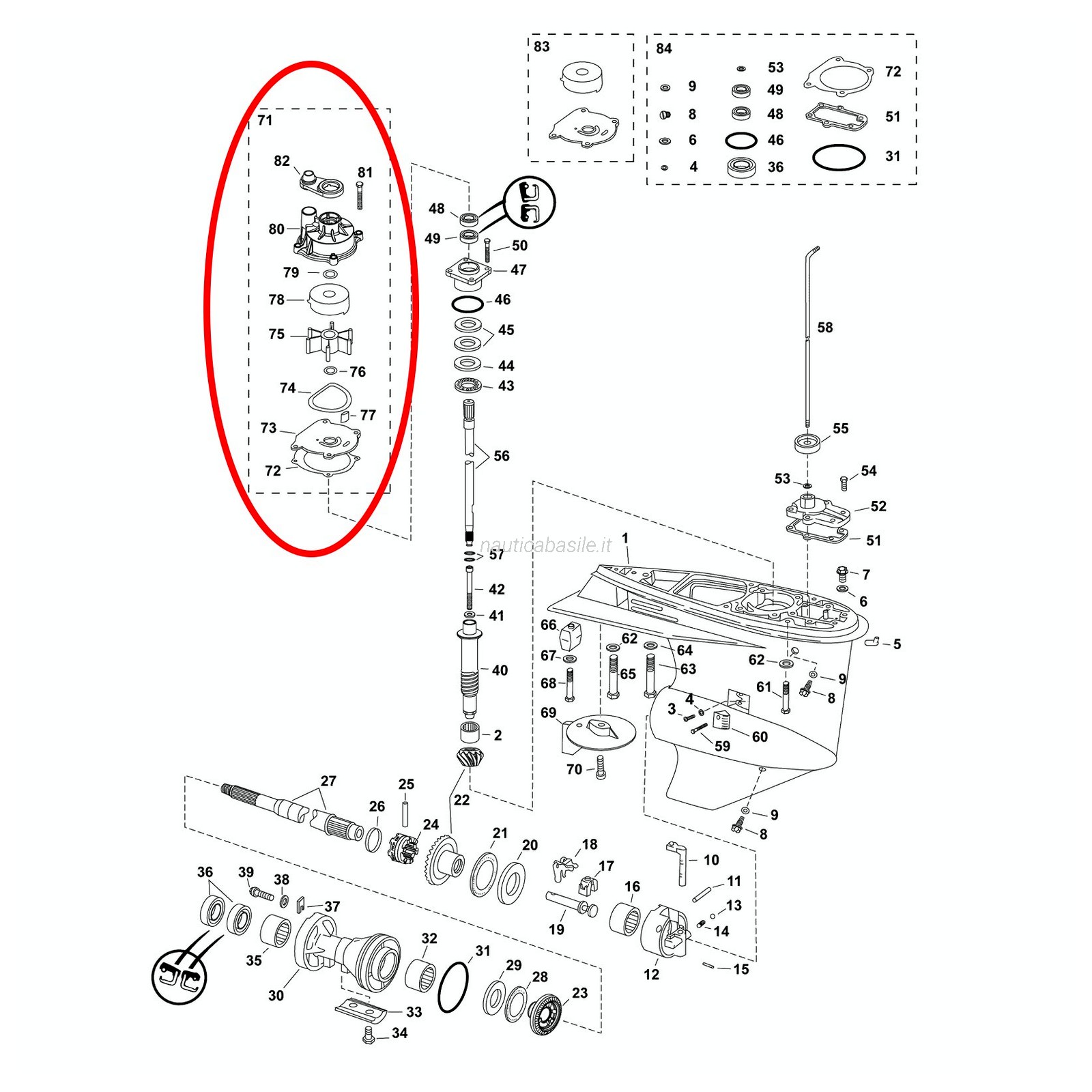 Kit Riparazione Girante Pompa Acqua Per Evinrude/Johnson 75-250CV - Ricambio 5001595 - Foto 7