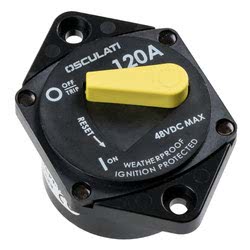 Interruttore magnetotermico stagno di protezione per verricello ed elica di prua, con terminali elettrici da 5/16" OSCULATI