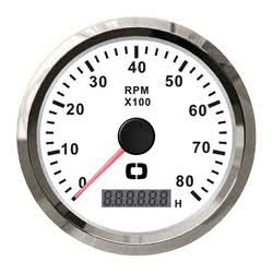 Revolution counter 0-8000 RPM white/glossy