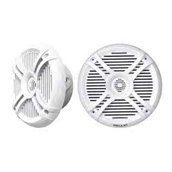 Coppia di casse a due vie con LED RGB progr. 5,25'' bianche Marine Nautiche Altoparlanti Nautici