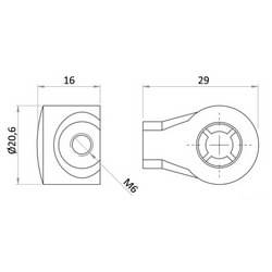 Plastic end fitting BSP 6mm for gas springs