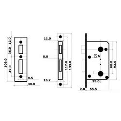 Lock for toilets and cabins external right, internal left