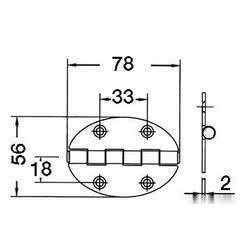 Oval hinge 78x56 mm stud mounting 2 mm