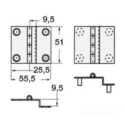 Cerniera a ginocchio 55x51x9,5