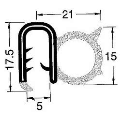 Profilo PVC per bordare nero 50 m Bottazzo Parabordi Paracolpi