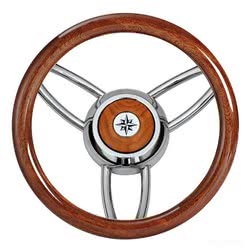 Blitz steering wheel w/polished mahogany outerring