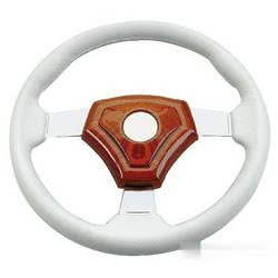 White soft expanded polyurethane steering wheel