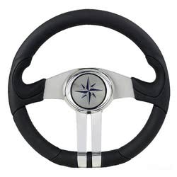 Volante nero razze argento/cromo Sterzo - Timoneria