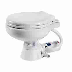 Electric toilet w/white plastic seat