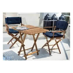 Sedia teak pieghevole rivestimento blu navy