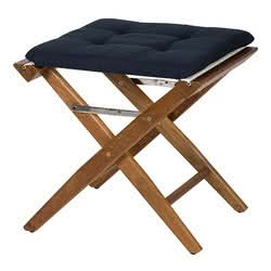 Sgabello con tela blu imbottita