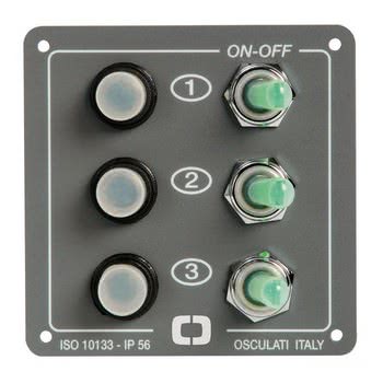 Control panel w. 3 resettable switches