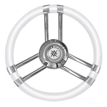 C soft polyurethane steering wheel white/SS 350 mm