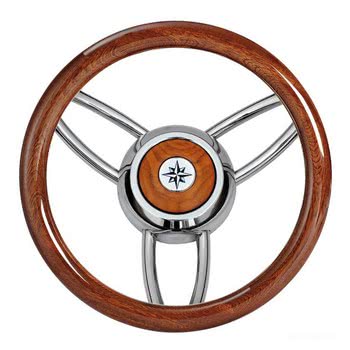 Blitz steering wheel w/polished mahogany outerring