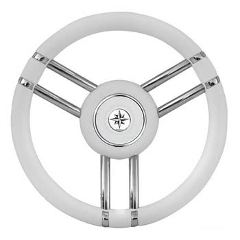 Volante Apollo inox+poliuretano Ø 350 mm bianco Sterzo - Timoneria