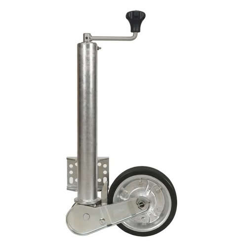 Heavy jockey wheel with automatic tilting