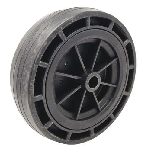 Wheels with technopolymer core and rubber exterior