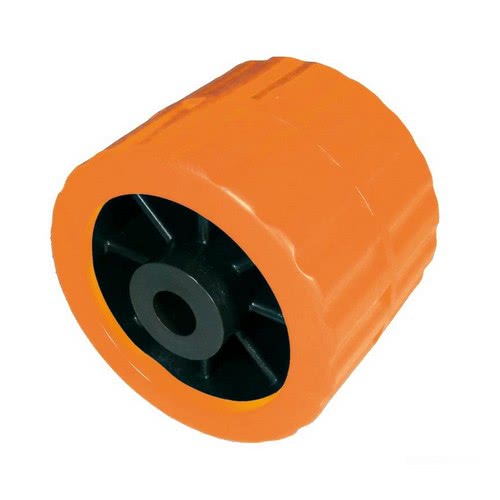 Side roller with technopolymer core and polypropylene/rubber composite outer cover