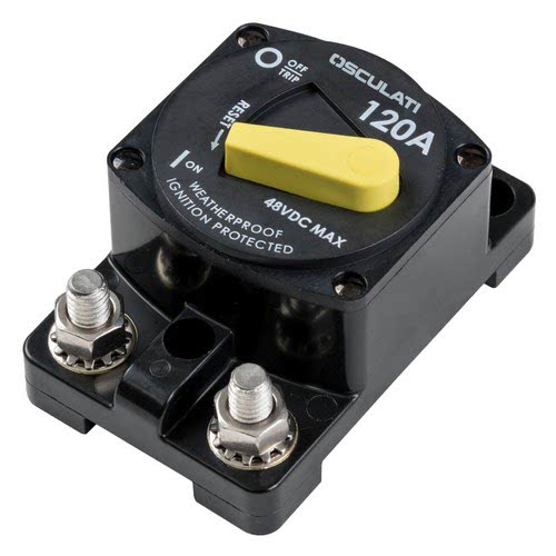 Interruttore magnetotermico stagno di protezione per verricello ed elica di prua, con terminali elettrici da 5/16" OSCULATI