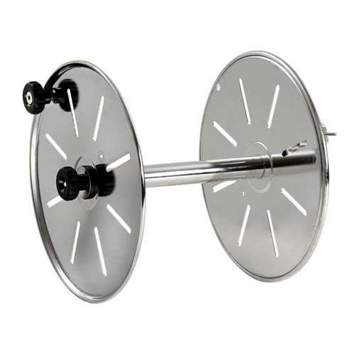 Line drum reel made of polished stainless steel