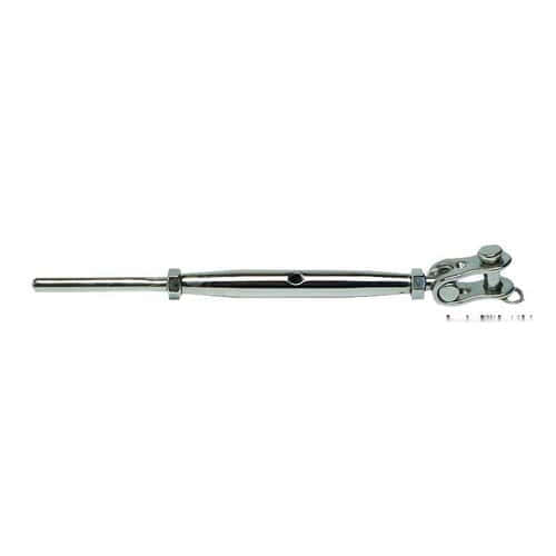 Rigging screws with articulated jaw and press-fitting terminal