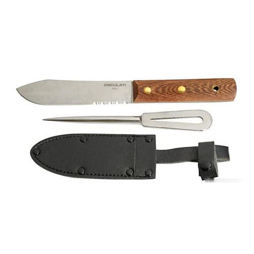 Knife + spike in leather cover