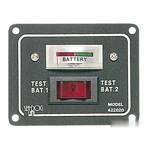 Panel with tester for 2 batteries and activation switch