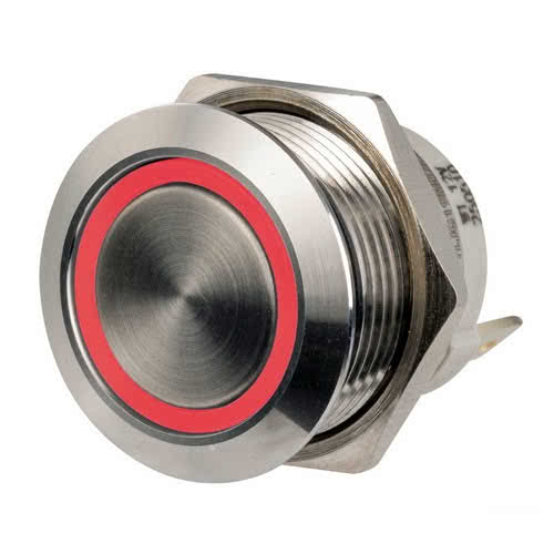 Interruttori Pushpull a basso profilo in acciaio inox 12/24V 20 A