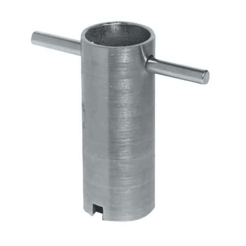 Galvanized steel tool for quick mounting of brass or stainless steel skin fittings