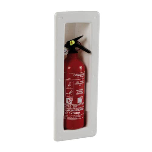 Extinguisher compartment snap in