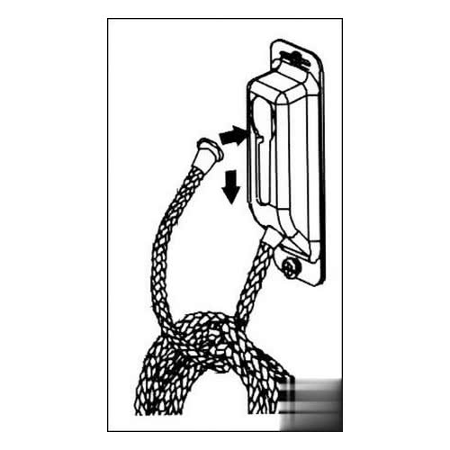 Sistema di aggancio in acciaio inox per sospendere cime, cavi elettrici, tubi acqua ecc.