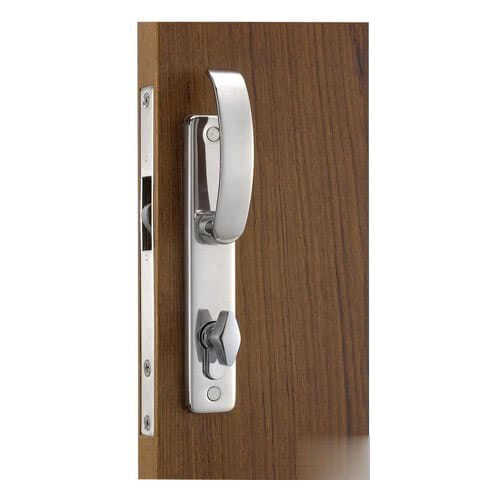 Lock for sliding doors with external handles, Yale external key and internal strike plate