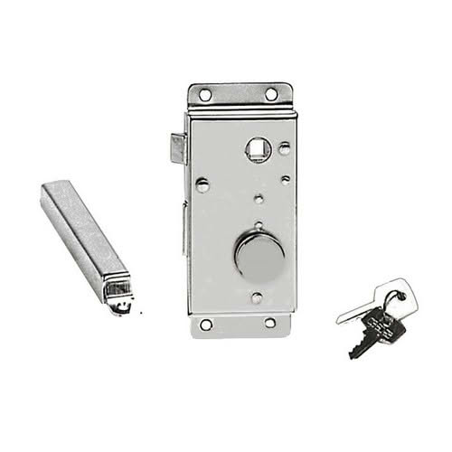 Recess-fit lock with sliding door stopper