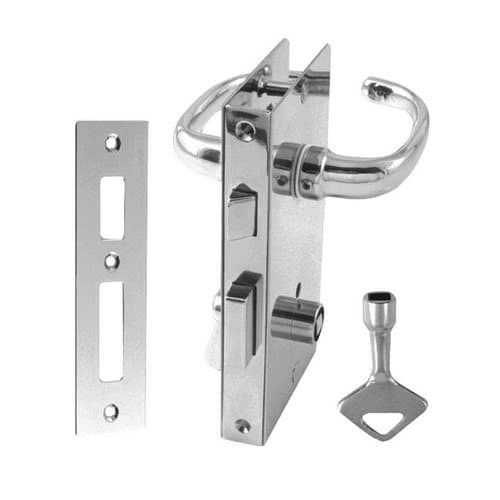Locks with swivelling lock from one side and key lock release from the other