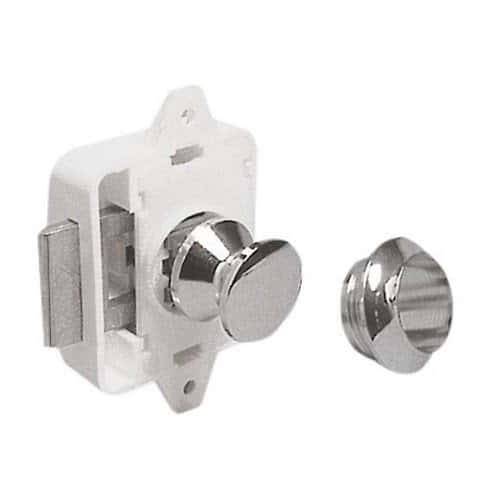 Spring lock for hatches and cabinet doors
