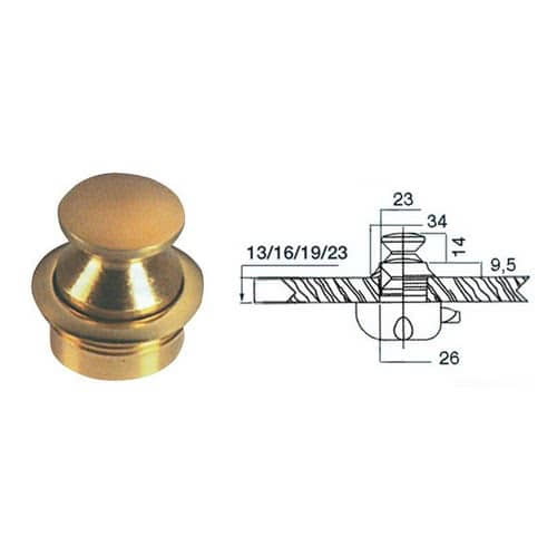 Knob with polished painted brass ring