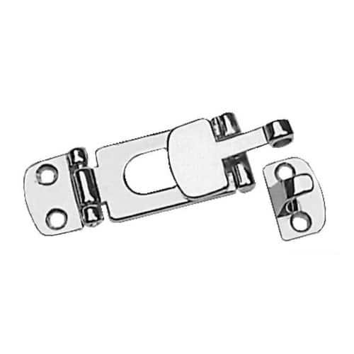 Lever latch with screw-covering hinge