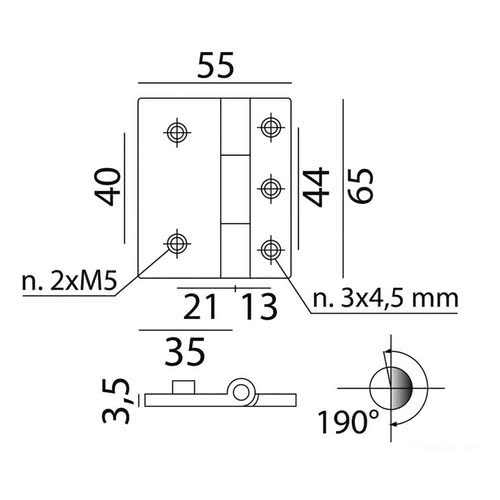 Cerniera A Filo 68x42 Mm - Osculati: 38.460.79