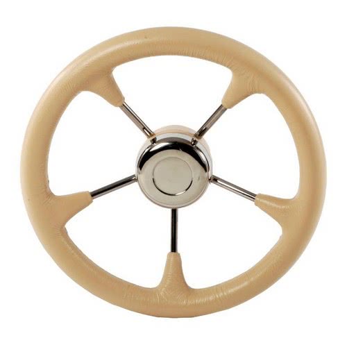 Soft polyurethane steering wheels fitted with stainless steel spokes