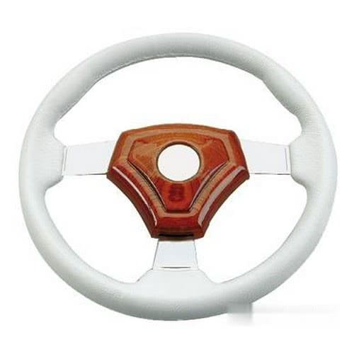 White soft expanded polyurethane steering wheel