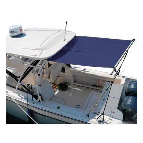 Bimini top with telescopic arms for T-Tops, stiff roofs and Flying bridge roofs