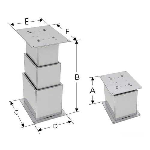 SQUARE 2- or 3-stage electrical table pedestal