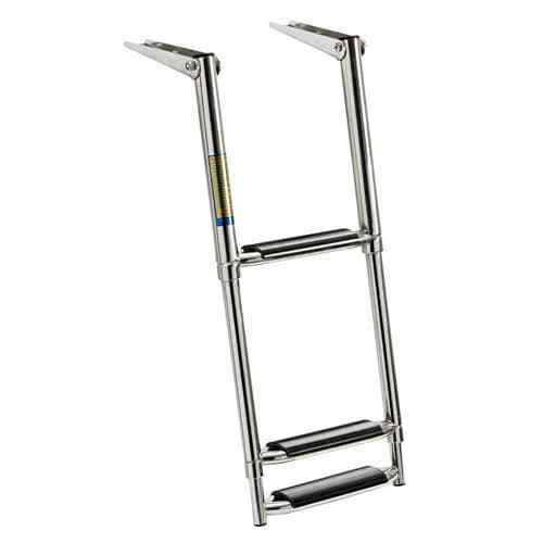 Telescopic ladder for gangplank fitted with large steps.
