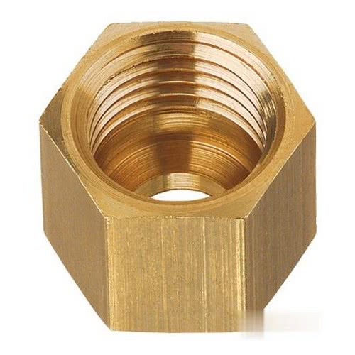 Brass nut for 8-mm copper tube, M14 x 1.5F pitch.