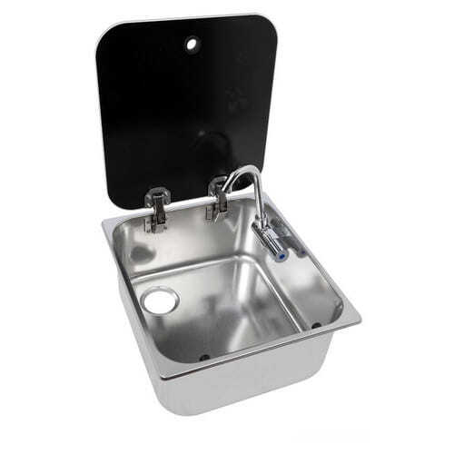 Sink with tinted glass lid