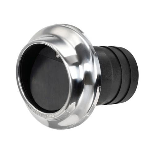 Technopolymer and stainless steel exhaust pipe scuppers with check valve