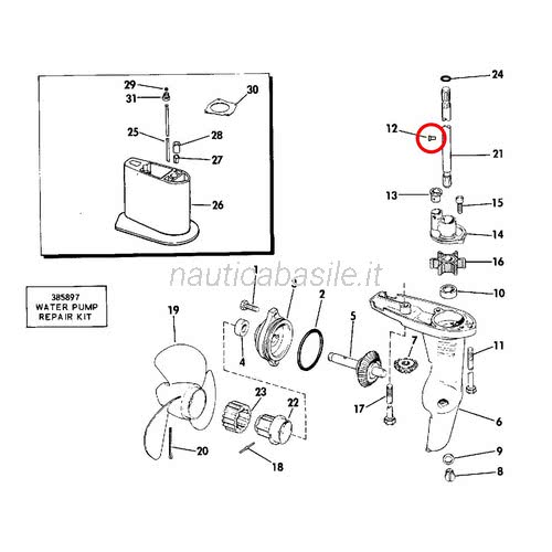 Impeller Pin Evinrude Johnson BRP BRP-Evinr | Nautica Basile