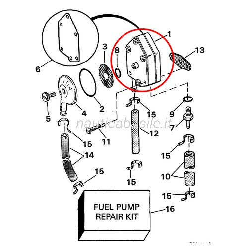 Pompa Carburante Per Motori Fuoribordo Johnson Evinrude OMC 20-30hp | YAMASCO 0438555